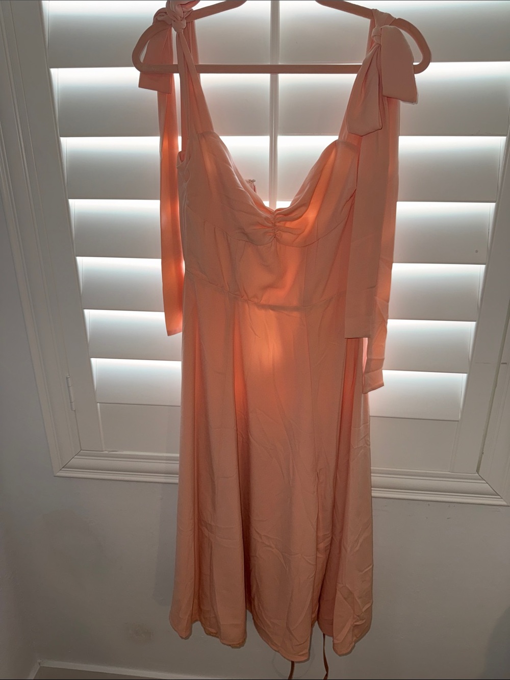 House of CB Peach Tie-Shoulder Midi Dress
